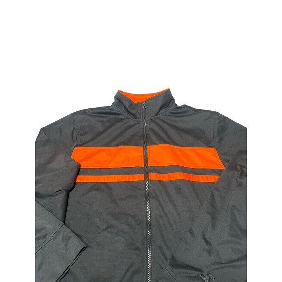 Starter Track Jacket Men's Size Medium Full Zip Gray Orange Stripe EUC - Picture 2 of 14